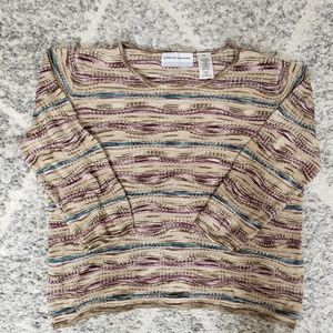 Vintage Alfred Dunner purple, teal, and beige sweater